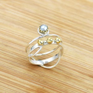 Zarter Perlenring: 925 Sterlingsilber Wire Wrap, Hochzeit Geburtsstein