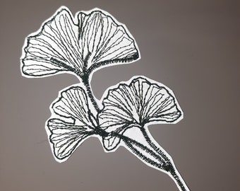 Ginkgo biloba leaves reflective embroidered patch