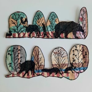 Forest animals set of 2 pcs embroidery patch applique sew on, woodland patch, zero waste applique