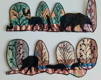Set met borduurpatches voor bosdieren, bosappliqué, aannaaien