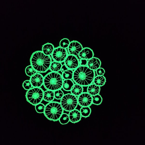 Glow in the dark Patch, Bioformen gestickter Aufnäher, Flechten, Korallen, Naturformen Patches zum aufnähen