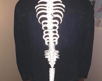 Spine of the monster horror 8 parts iron-on reflective embroidered patches set, large back patch