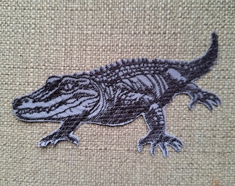 Alligator Crocodile reflective iron-on embroidered patch