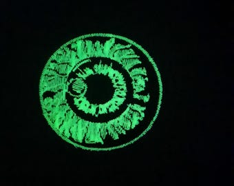 Glow in the dark embroidered patch iron on mystical eye