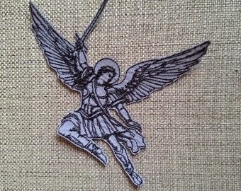 Angel Archangel with a sword reflective embroidered patch iron on