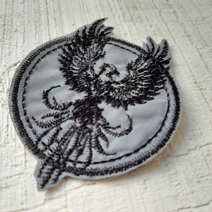 Phoenix bird reflective embroidered patch iron on