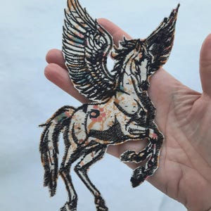 Pegasus large patch, sew on embroidered patch applique, greek mythology, cotton applique