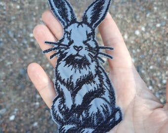 Hare reflective embroidered patch iron on