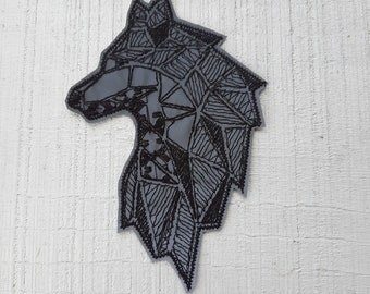 Wolf animal winter safety reflector embroidered patch