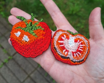 Ensemble de patchs brodés de tomates, appliqué à coudre, patch végétalien