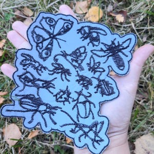 Set of different insects reflective iron on embroidered patch