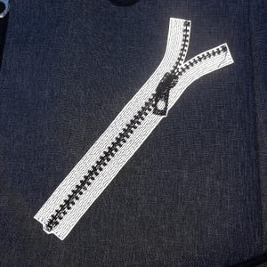 Zipper fastener reflective embroidered patch iron on