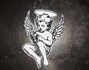 Toppa ricamata riflettente con angelo bambino da stirare