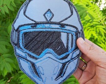 Helmet embroidered patch, biker motorsport iron-on reflective patch for jacket