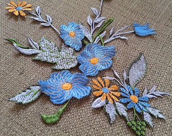 Set wildflowers sew on embroidered patches applique, wild plant