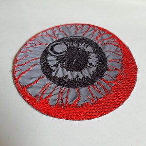 Magic eye safety reflector iron-on patch, large embroidered patch