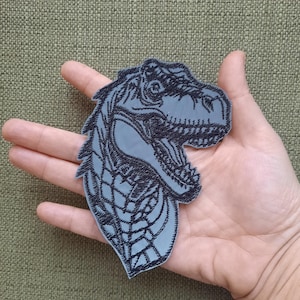Dinosaur reflective iron-on embroidered patch