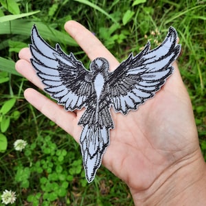 Phoenix bird iron on reflective embroidered patch