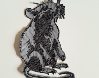 Mouse rat reflective embroidered patch iron on