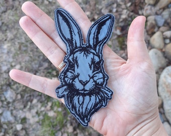 Rabbit head reflective iron-on embroidered patch