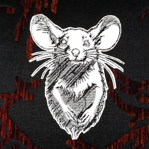 A mouse with a good appetite reflective embroidered patch iron on
