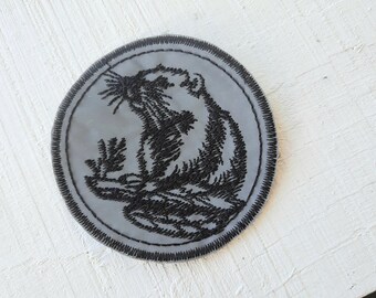 Beaver animal reflective embroidered patch iron on