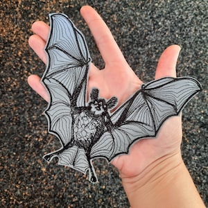 Bat vampire embroidered patch iron-on safety reflector