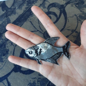Fish safety reflector iron on embroidered patch
