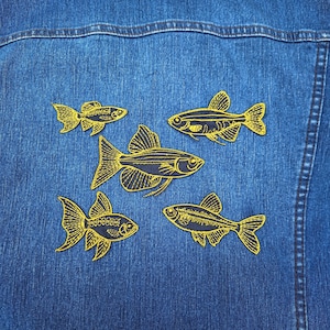 Goldfish embroidered patches 5 pcs set, sew-on applique