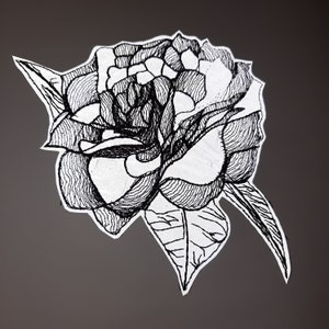 Rose peony flower reflective embroidered patch heijastinmerkki