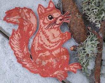 Parche bordado para coser de ardilla, parche de bosque