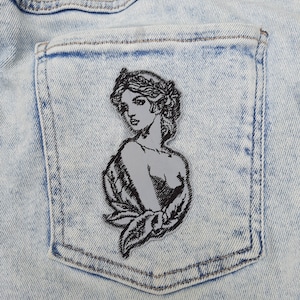 Greek Aphrodite iron on reflective embroidered patch