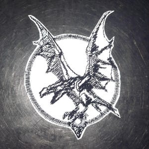 Pterodactyl iron-on reflective embroidered patch, dinosaur patch