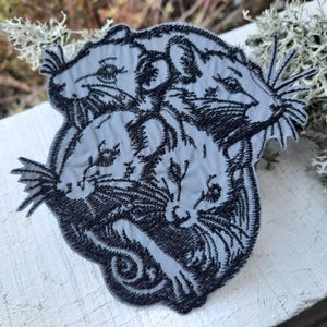 Mice reflective iron-on embroidered patch