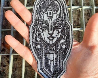 Cyberpunk girl reflective embroidered patch iron-on