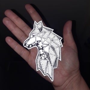 Wolf animal winter safety reflector embroidered patch