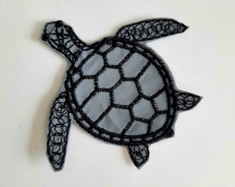 Sea turtle safety reflector embroidered patch iron-on