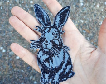 Rabbit reflective embroidered patch iron on