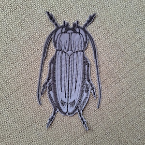 Beetle bug cucaracha reflective iron-on embroidered patch