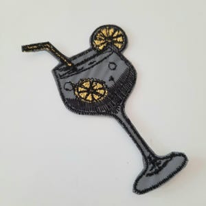 Cocktail drink reflective iron on embroidered patch