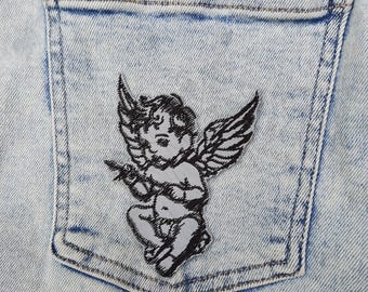 Toppa riflettente ricamata con Cupido, angelo e bambino