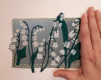 Lilies of the valley large reflective embroidered patch iron on
