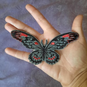 Moth embroidered patch iron-on