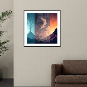 Tre paesaggi, uno splendido poster con cornice in legno in carta opaca premium. Poster di Tableau Trois Paysages su carta Premium.