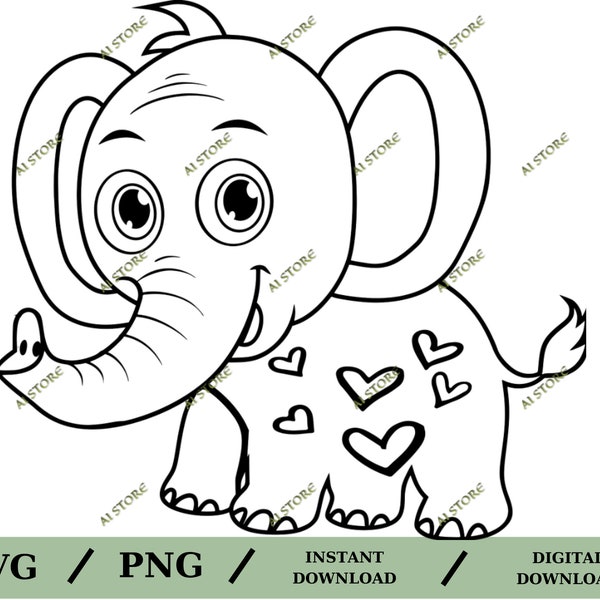 Baby Elephant  SVG, Cute Sweet Elephant PNG, Animal svg,Baby Shower svg Boy Girl ,Animal Silhouette,Cricut, Vinyl Laser Engraving