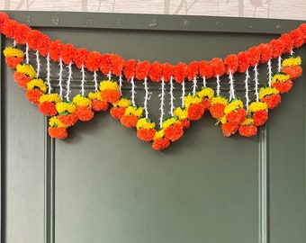 Marigold Ganpati Bandarwal, Marigold Decoration, Indian Marigold, Diwali Decoration, Door Toran, Indian Decoration, Bandarwal, Door Valance.