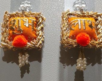 Pair Of Subh Labh, Diwali Decor Hanging, Door Knob Hanging, Front Door Decor, Temple Decor, Housewarming Decor, Ganpati Hanging, Gift