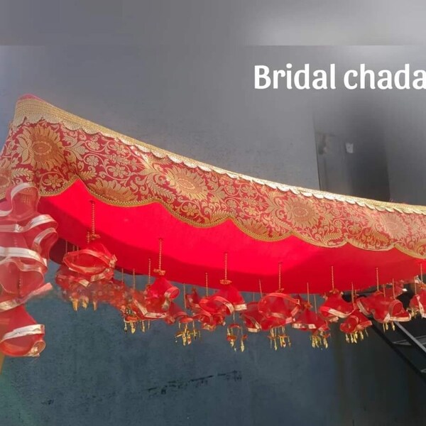 Red Phulkari Chadar, Indian Pakistani Bridal Entry, haldi Mehendi Canopy, maiyan Chadar, Indian/Punjabi Bridal Canopy, Punjabi Wedding