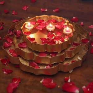 3 Piece Urli Set, Diwali Decoration, Metal Diya Urli, Ganpati Decoration, Housewarming Decor,