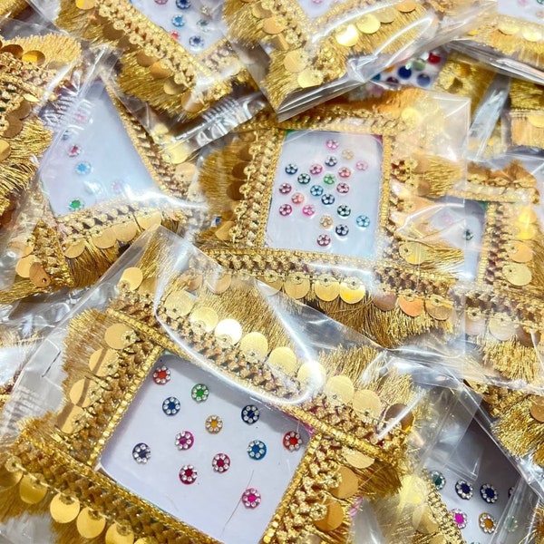 25 Piece Decorative Bindi Book, Forehead Bindi, Haldi Mehendi Gift, India Wedding Gift, Decorative Bindi packet, Punjabi Bindi, Saree Bindi